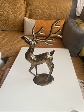 Gold-tone Antlered Deer Figurine
